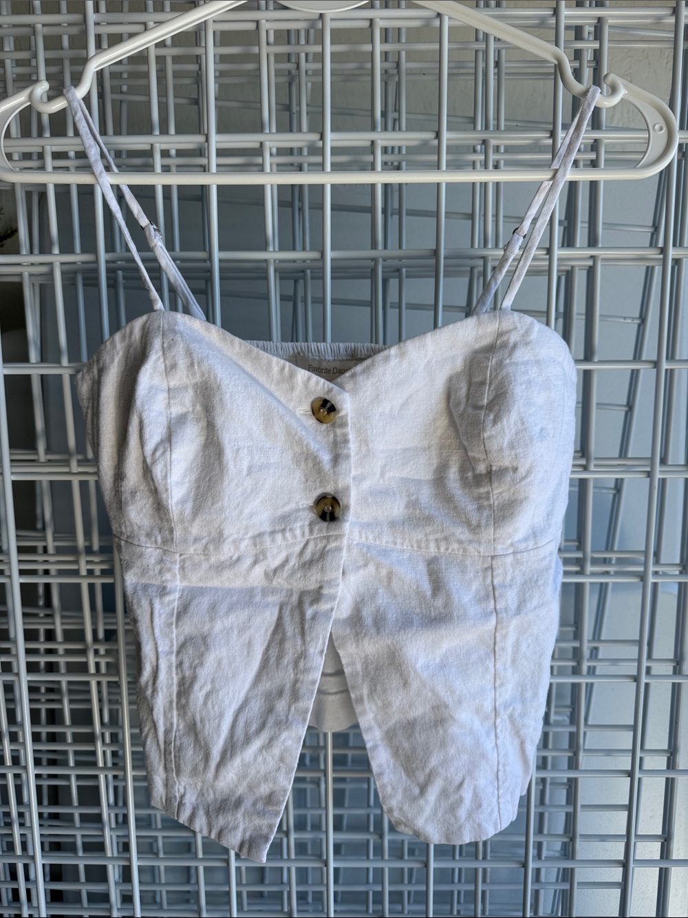 Favorite Daughter White Cropped Button-Front Camisole